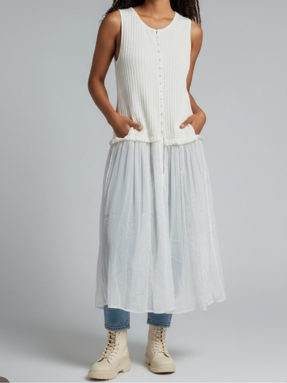 free people twice as nice maxi top in ivory NWT size large